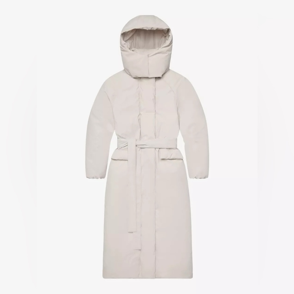 KHY LIKE NEW padded oversized boxy–fit shell hooded puffer coat in color STONE